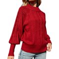 thumbnail image 1 of Gibobby Suéter de invierno para mujer, Suéter de manga larga con cuello redondo para mujer, de punto grueso, cálido, de gran tamaño(Rojo,XG), 1 of 5
