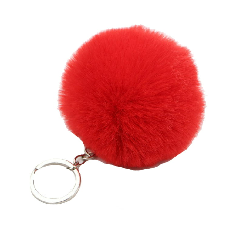 Pom Poms Keychain Fluffy Artificial Faux Fur Puff Ball Keyring Car