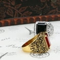 thumbnail image 5 of Opvise Chinese Totem Vintage Square Resin Men Banquet Ring Wide Band Finger Jewelry, 5 of 8