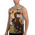 thumbnail image 2 of Picia Daisy Flower Field Cow Printed Men’s Performance Tank, Men's Workout Tank Top Moisture-Wicking Tank Top Muscle tee, Breathable Workout Shirt-3X-Large, 2 of 7