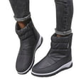 thumbnail image 4 of AnuYalue Boots on Clearance 2025 Snow Boots for Women Winter Water-Resistant Fur Lined Warm Anti-Slip Boot Round Toe Warm Waterproof Cloth Mid-Calf Boot Comfortable Stretch Slip-On Wedges Casual Shoes, 4 of 5