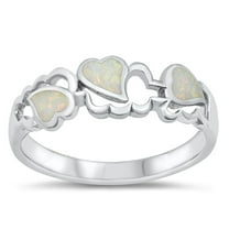 CHOOSE YOUR COLOR Promise Heart Clouds Ring .925 Sterling Silver Band White CZ Female Size 6