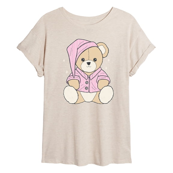 Instant Message - Teddy Bear In PJs Oversized Graphic T-Shirt