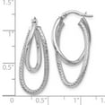 thumbnail image 2 of 14k White Gold Polished and Textured Hinged Hoop Earrings 28x15mm Wide 9mm Thick Hoop Earring for Women, 2 of 2