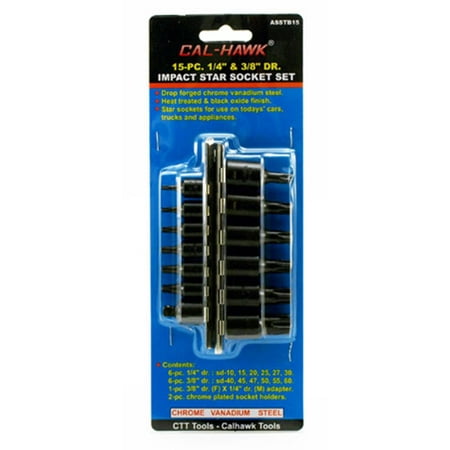 

Cal Hawk Tools 15-pc. 1/4 & 3/8 Drive Impact Star Socket Set