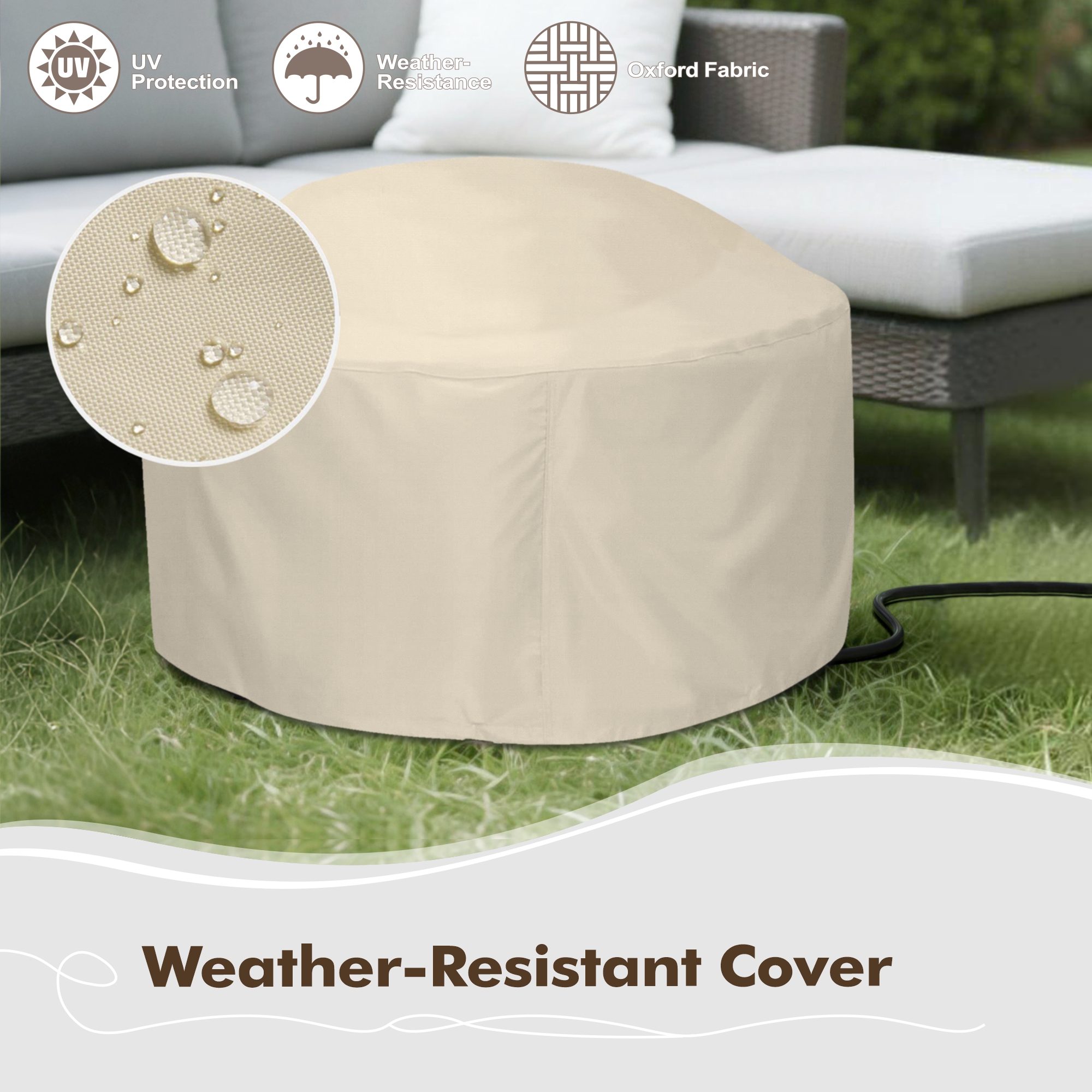 30 in. Round Coating Steel Propane Firepit Table, 50,000 BTU Outdoor Fire Pit Table in Dark Gray Wood Grain