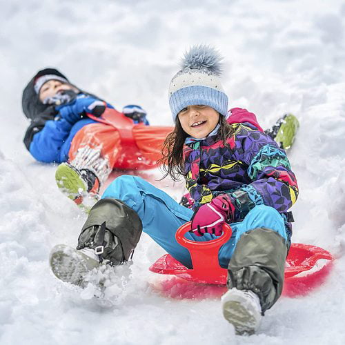 Outdoor Winter Plastic Skiing Boards with Handle Portable Downhill Sleds Snowboard Sleigh for Kids Adult Snow Grass and Ice Sand Boarding 1 Packs Large Snow Sled Board 