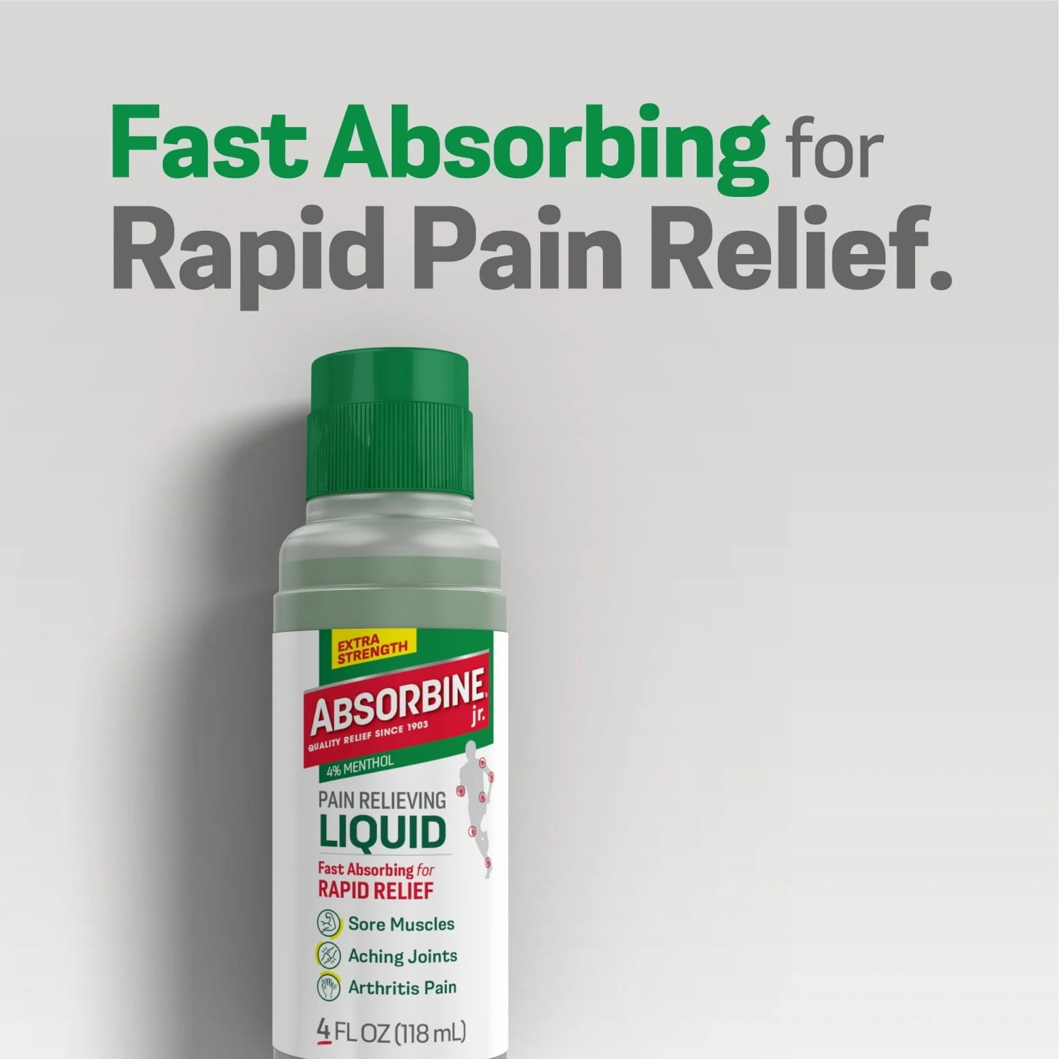 (2 pack) Absorbine Jr. Extra Strength Pain Relief for Body Aches & Pains, 4 oz