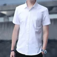 thumbnail image 4 of Ropa Hombre Sencillo Tops Camisas y Blusas de Manga Corta para Hombre Oficina con Bolsillo Formal Blanco Normal Slim Fit Nuevo en Asia SI, 4 of 5