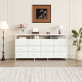 thumbnail image 3 of Centre de Divertissement de 63 Pouces avec 12 Tiroirs en Tissu, Commode Meuble Télé avec Étagères Ouvertes, Console Multimédia Moderne Commode, Cadre en Acier Robuste, Rayure Tigre/blanc/noir, 3 of 8