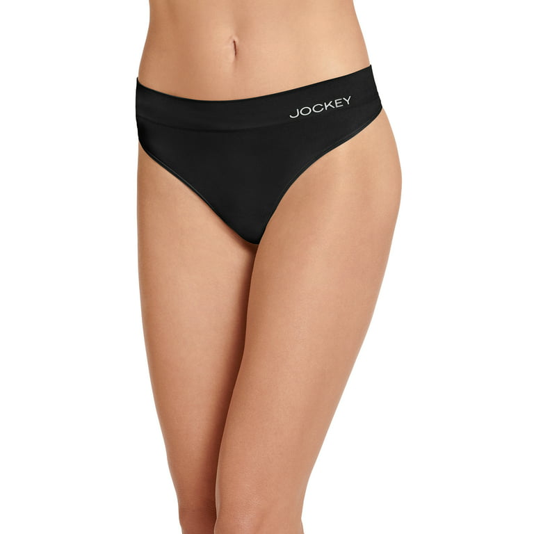  Jockey Women's Underwear EcoSeamfree Thong, Black, XS