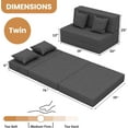 thumbnail image 4 of Folding Sofa Bed Twin Size Foldable Couch Bed Convertible Living Room Furniture, Dark Gray, 4 of 6