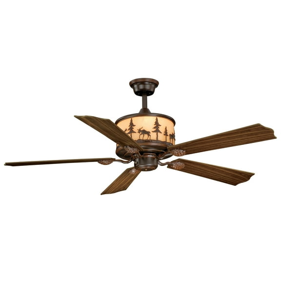 Maykoosh City Sleek 56-In Rustic Moose Bronze Remote Controlled Ceiling Fan And Remote, Ac Power Source with 3 Speeds, Downrod Mount