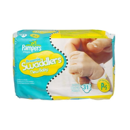 Pampers Stages Preemie Swaddlers New Baby Size Petite-Small Diapers - 31 CT