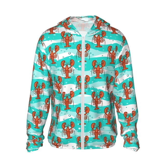 Balery Lobsters Of Turquoise Waves Sudadera ligera de manga larga con capucha y protección solar UPF 50+ para hombre y mujer, ideal para pesca y running-Large