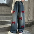 thumbnail image 7 of Auroural Girls Pants 14-16 Jeans Girls Jeans Size 14-16 Loose Fit Mid Size Children's Sports Sweatpants Children's Flower Curved Knife With Pockets Casual Pants Fashionable Pants Black 14-15 Years, 7 of 7