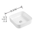 thumbnail image 2 of DAX Ceramic Square Bathroom Vessel Basin, 15", White Glossy, 2 of 4