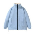 thumbnail image 2 of Aueoeo Men's Winter Warm Jacket Water Proof Sherpa Lining Fleece Stand Up Collar Big & Tall Jacket With Pockets Sky Blue X-Large, 2 of 5