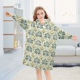 thumbnail image 5 of FORMRS Wearable Blanket Hoodie with Sleeves for Kids Cozy Flannel Sweatshirt, Beige Floral Pattern, 5 of 7