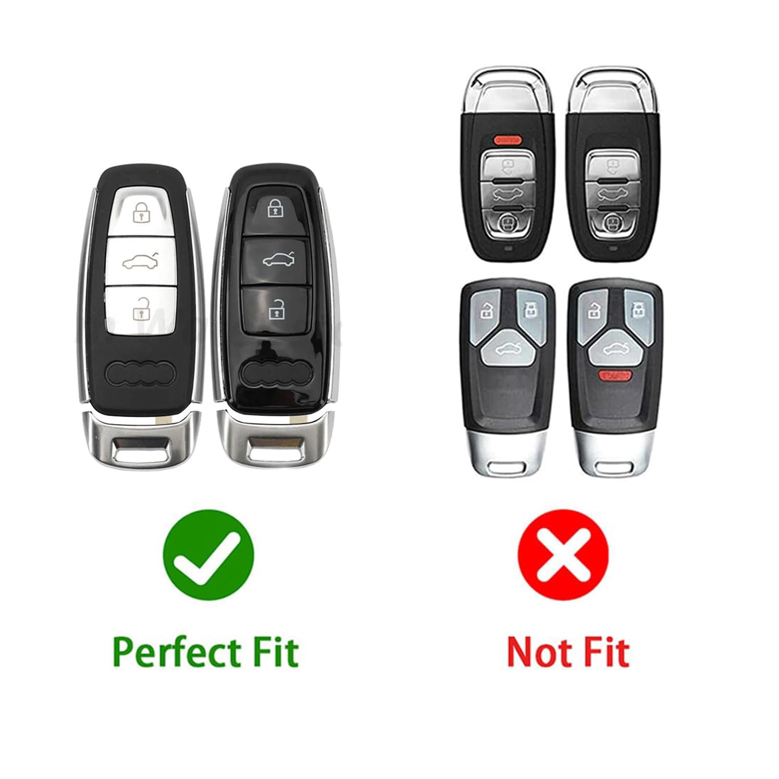 Zinc Alloy Metal Smart Remote Key Fob Case Cover Protector Holder Shell Compatible for Audi A6L A6 A7 A8 Q7 Q8 E-Tron 2018-2022 A3 S3 S6 SQ7 RS6 S7 RS7