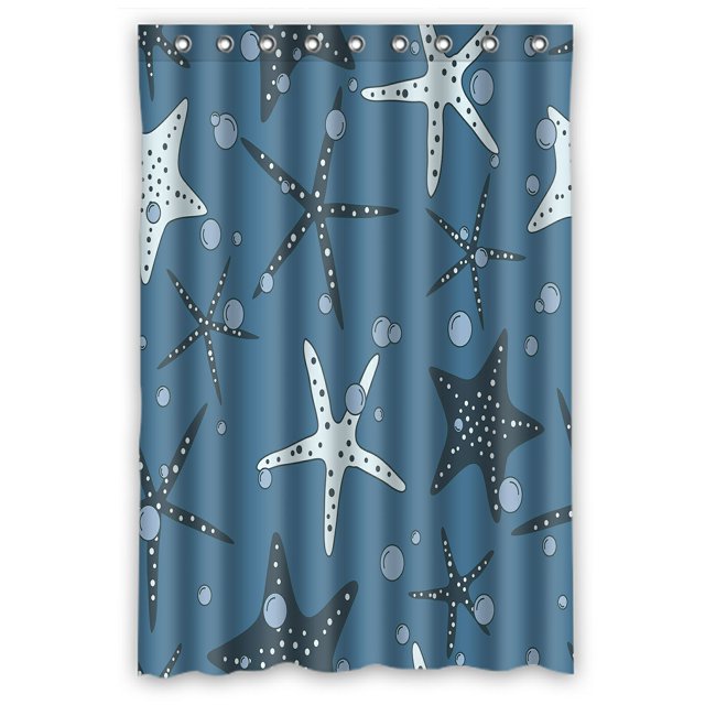 Cortina de Ducha ABPHQTO de Poliéster Impermeable con Ganchos y estrellas de mar 120x180 cm