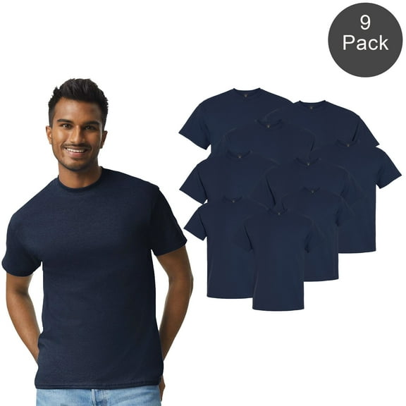 Gildan Men’s Ultra Cotton T-Shirt, Short Sleeve Crew Neck Soft Classic Tee, Navy, S, 9 Pack
