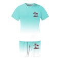 thumbnail image 5 of FUZHIQ Hawaiian Tropical Style Men's Gradient 2 Piece T-Shirt Shorts Set Island Sunset Tree Print Summer Casual Beach Vacation Loose Fit Outfit,L, 5 of 5