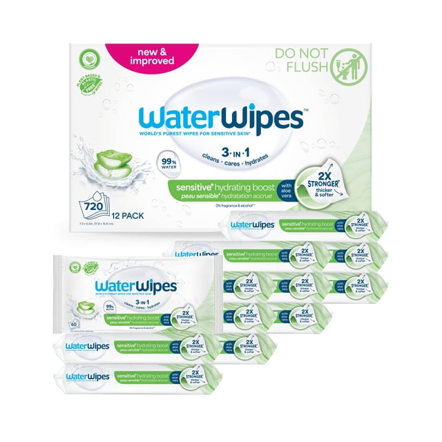 Toallitas Húmedas para Bebé WaterWipes Hidratación con Aloe Vera 720 unidades