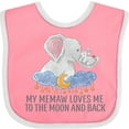 thumbnail image 3 of Inktastic My Memaw Loves Me to the Moon and Back Elephants in Clouds Boys or Girls Baby Bib, 3 of 4