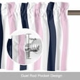thumbnail image 6 of Navy Blue Pink Striped Valance Curtain Modern Window Valances Rod Pocket Short Curtains Window Treatments for Kitchen Bedroom Bathroom Laundry 60" x 14", 6 of 9