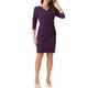 thumbnail image 1 of Vestido envolvente Inspire Chic para mujer, con mangas 3/4, escote en V, vestido midi elegante y casual para invitadas de boda, color púrpura, 1 of 6