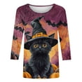 thumbnail image 5 of FAVIPT Womens 3/4 Sleeve Shirt Cute Cat Graphic Print Basic Tees Halloween Day Round Neck Loose Shirts Casual Trendy Fall 2025 Comfy Tops Multicolor,S, 5 of 5