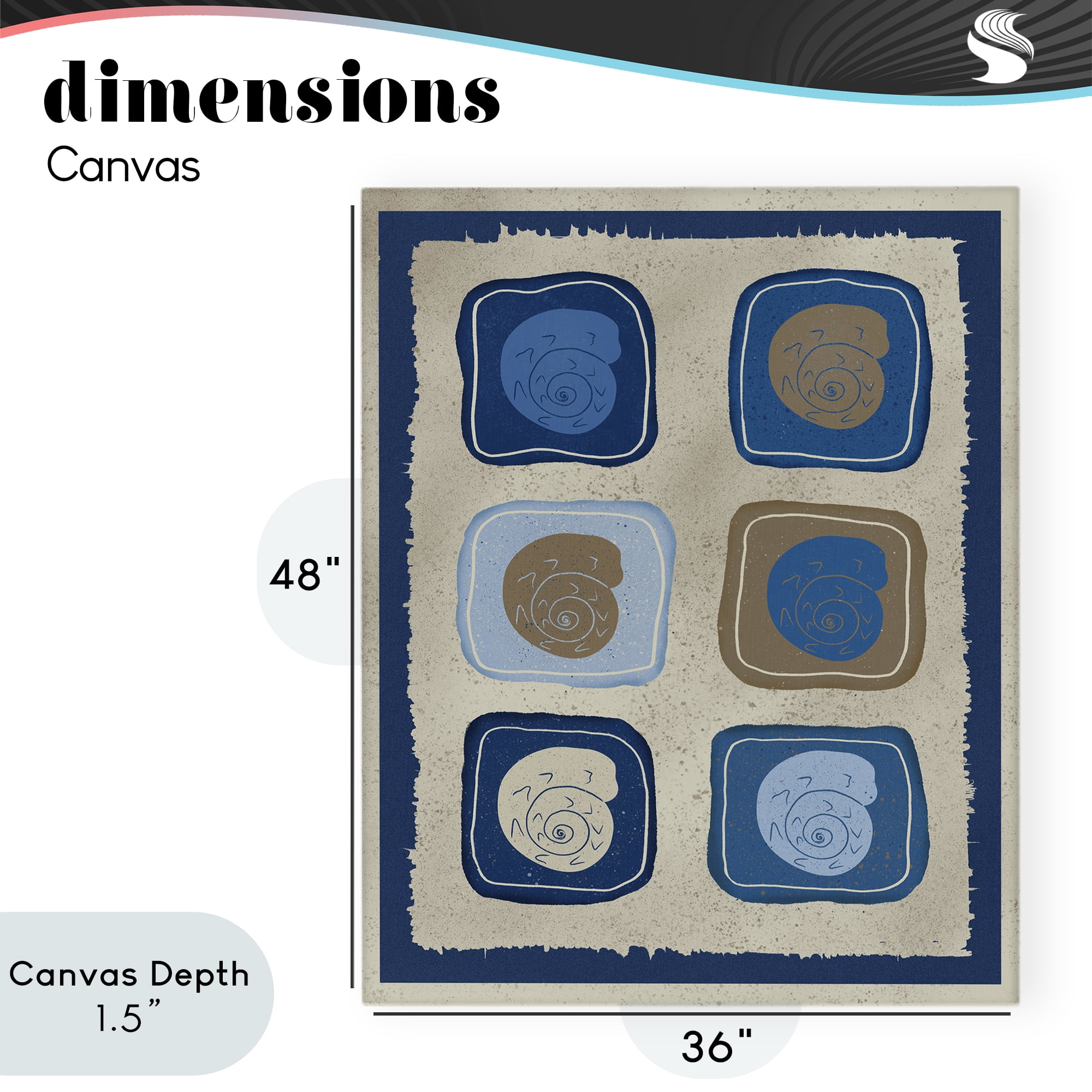 Stupell Industries Blue Blocked Nautilus Canvas Wall Art, design by Julia Frost