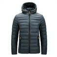 thumbnail image 1 of RKSTN Puffer Jacket Men Winter Warm Cotton Padded Hooded Down Jacket Patchwork Slim Windproof Full Zipper Winter Jacket with Pockets, 1 of 3