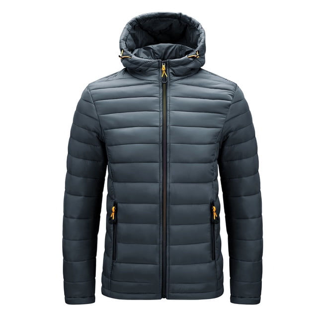 RKSTN Puffer Jacket Men Winter Warm Cotton Padded Hooded Down Jacket Patchwork Slim Windproof Full Zipper Winter Jacket with Pockets