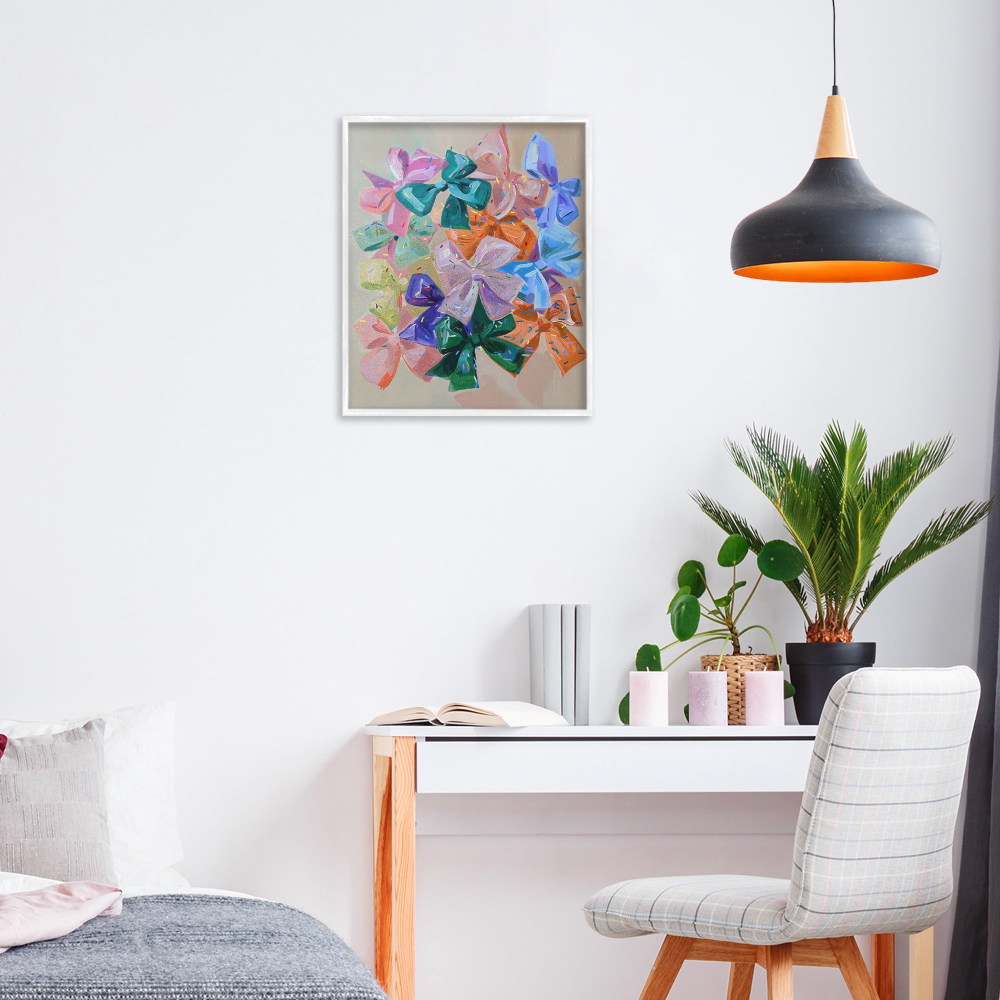 Stupell Industries Bright Bows Cluster with Sprinkles White Framed Giclee Art, design by The Prints Vibe
