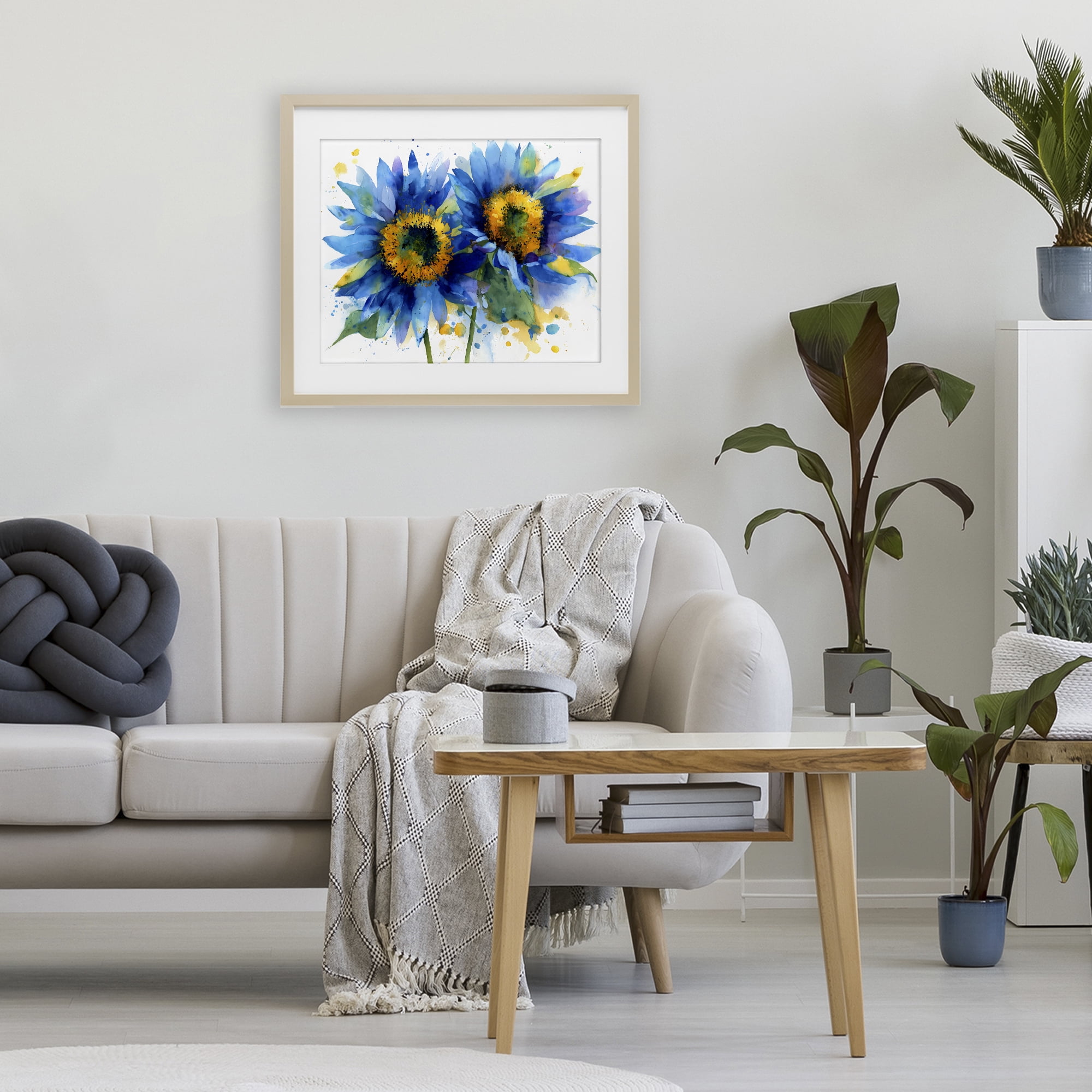Stupell Industries Blue Sunflowers Bouquet Birch Framed Print Under Glass, design by Franklyn Gregory