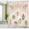 thumbnail image 5 of Ambesonne Birdhouse Shower Curtain, Pastel Floral Snow Nest, 69"Wx70"L, Multicolor, 5 of 5