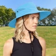 thumbnail image 2 of Ticikt Women's Summer Outdoor Breathable Sun Mountaineering Horsetail Hole Visor Fisherman's Hat,Color:Blue, 2 of 5