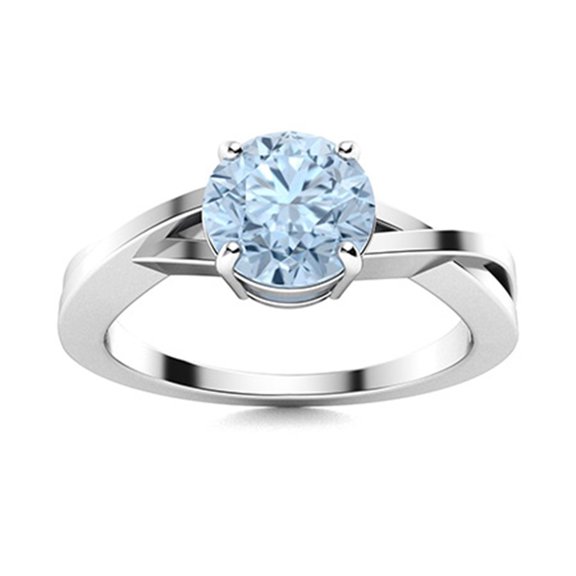 Mooneye 0.75 Ctw Round Aquamarine 925 Sterling Silver Solitaire Women Valentines Day Gift Ring