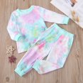 thumbnail image 5 of Darzheoy Children Outfits Color Block Tie-Dyed 2 Piece Loungewear Tops And Pants Elastic Waist Round Neck Long Sleeve Printed Sets ,Size 1-5 Years, 5 of 9
