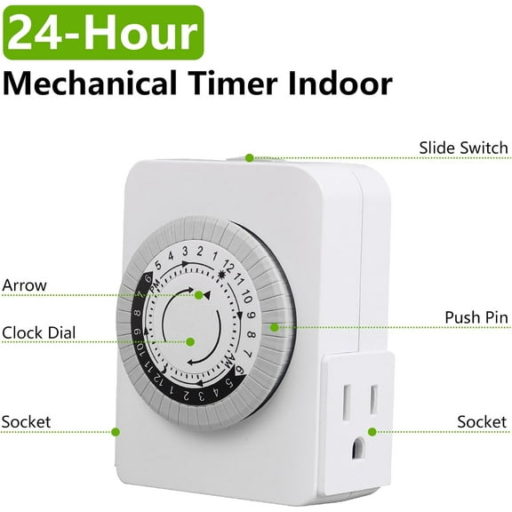 MRLESS Indoor Lamp Timer Plug with Electrical Outlet Timer, US Plug, Easy-to-Use Light Timer for Home and Office