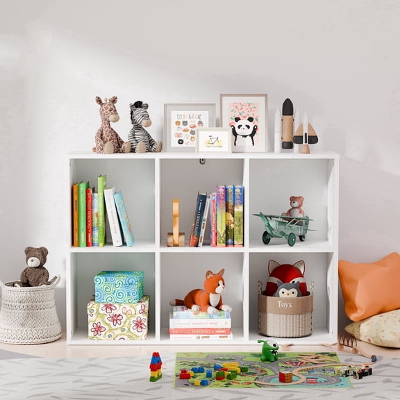 KZElegy 6 Cube Storage Organizer Open Anti-Tip Design Shelf,Wood Bookcase,Toy & Display Bookshelf for Living Room, Home Office,White (1PS)