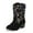 a-Black23894, variant on VNKIDY Girls Kids Sequin Decor Mid Calf Boots Solid Color Low Heel Shoes For Party Casual Daily Wear Classic Footwear