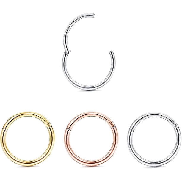 3pcs 18g Hinged Clicker Nose Rings Hoop Surgical Steel Helix Cartilage Daith Tragus Sleeper Earrings Body Piercing Improved