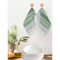 thumbnail image 2 of Sage Green Stripes Kitchen Dish Towels for Drying Dishes Set of 3, Modern Spring Abstract Striped Waffle Weave Microfiber Hand Tea Bathroom Towels Quick Dry & Absorbent Towel 12x12, 2 of 7