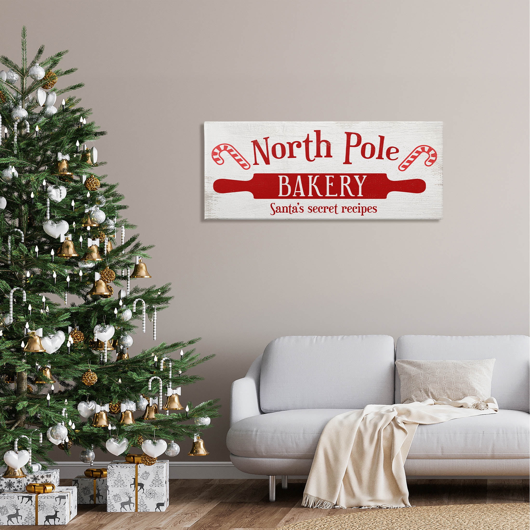 North Pole Bakery Kitchen Sign Holiday Graphic Art Gallery Wrapped Canvas Print Wall Art