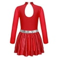 thumbnail image 2 of IEFIEL Kids Girls Figure Ice Skating Dress Halter Long Sleeve Jazz Modern Dance Leotard Dress Dancewear Red 10, 2 of 5