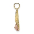 thumbnail image 2 of FJC Finejewelers 10k Two-tone Gold Beaded Heart with #1 Mom Pink Flower Centertri-color Charm, 2 of 6