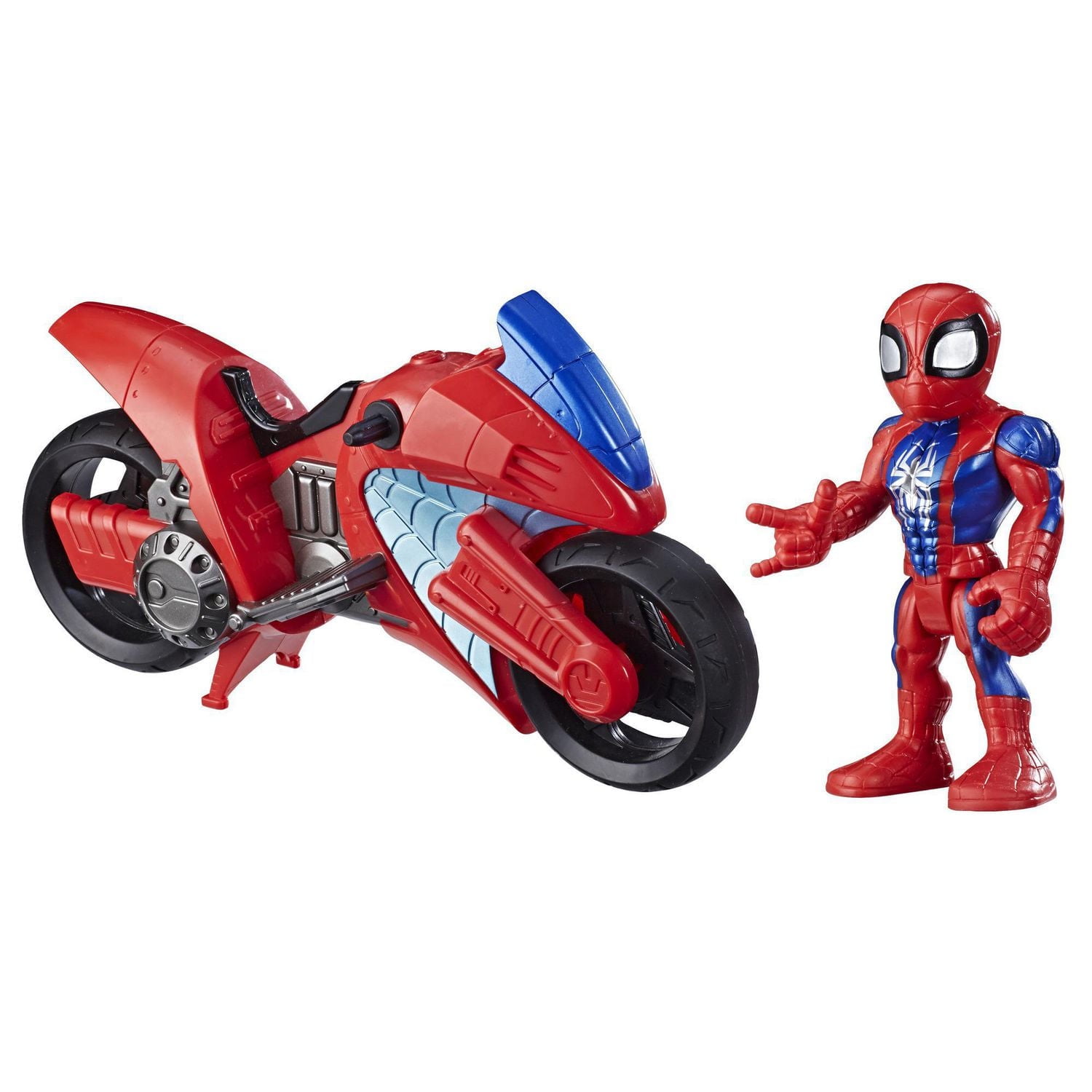 Playskool Heroes Marvel Super Hero Adventures Spider-Man Swingin' Speeder, 5-Inch Figure and Motorcycle Set